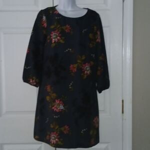 Ann Taylor cobalt blue  floral shift midi casual business casual dress Sz 4 NWOT